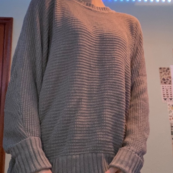 Grey Waffle Net Sweater - Picture 2 of 4